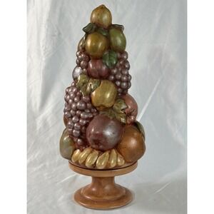 Vintage 16" Ceramic Fruit Topiary Pedestal Tuscan Italian Style Decor